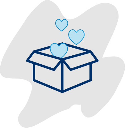 shipping box with hearts
