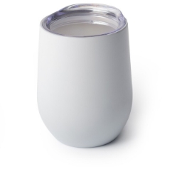 white stemless wine glass with lid